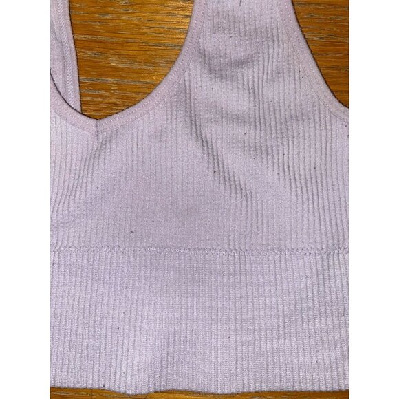 Seamless Ribbed Light Purple Cropped Tank Top For Women - Picture 3 of 3